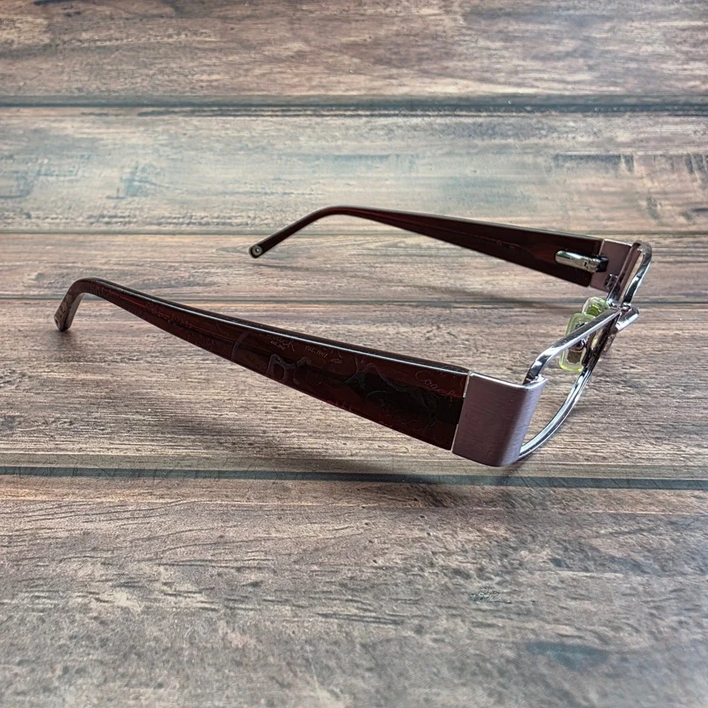 Coach Bailey 216 Burgundy Rectangular Eyeglass Rhinestone Script Logo 49-18